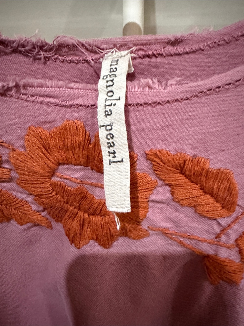 Magnolia Pearl Dusty Pink Blouse with Rust Embroidered Floral. - Picture 5 of 6